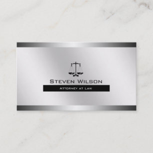 Attorney At Law White and Silver Steel Legal Scale Business Card