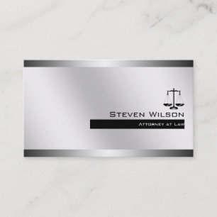 Attorney At Law White and Silver Steel Legal Scale Business Card