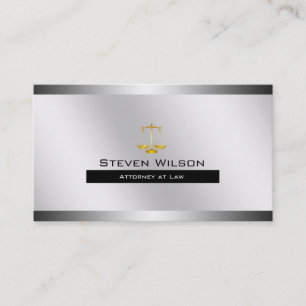 Attorney At Law White and Silver Steel Legal Scale Business Card
