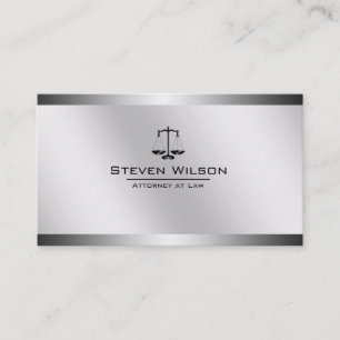 Attorney At Law White and Silver Steel Legal Scale Business Card