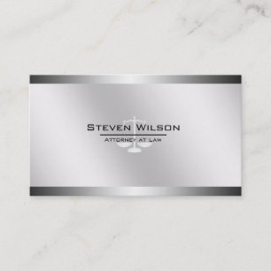 Attorney At Law White and Silver Steel Legal Scale Business Card