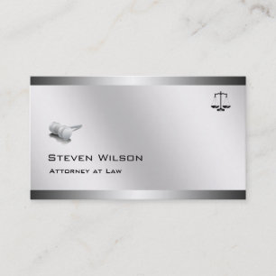 Attorney At Law White and Steel Legal Hammer Judge Business Card