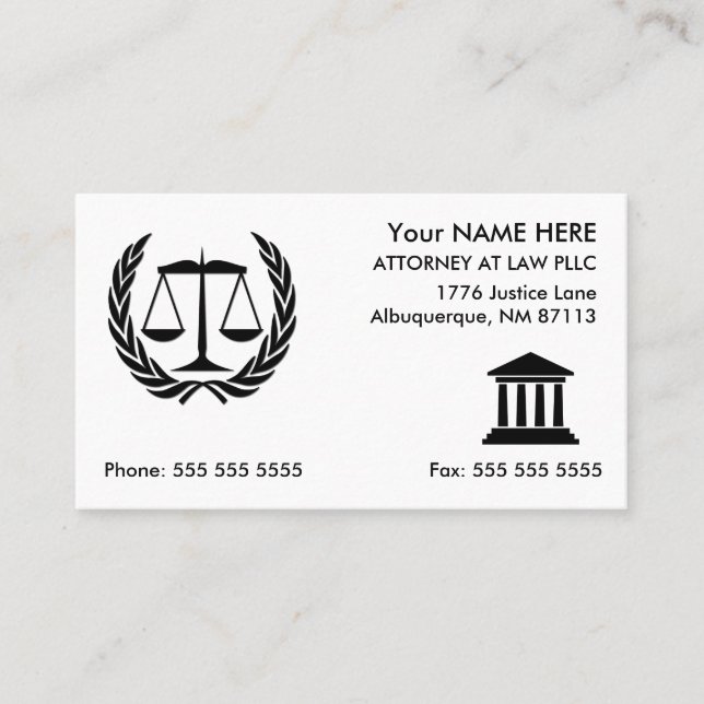 Attorney at Law White Business Card (Front)