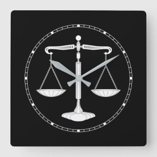 ATTORNEY AT LAW   White Scales Square Wall Clock