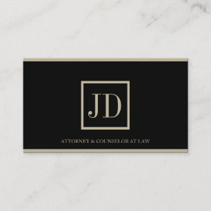 Attorney Black/Tan Square Monogram Plaque Stripes Business Card