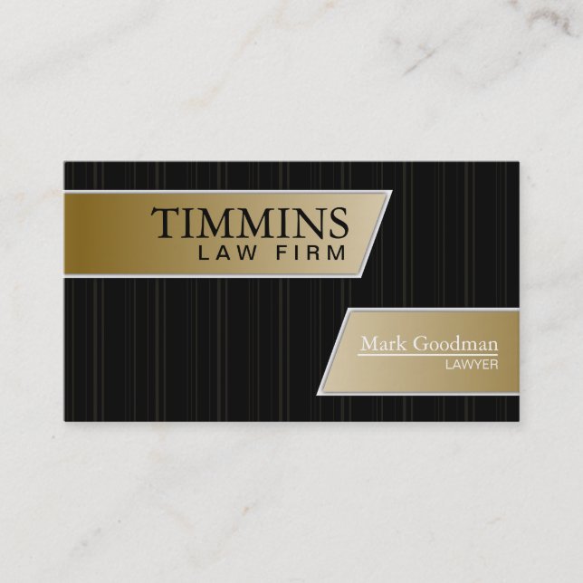 Attorney Business Card - Stylish Gold & Black (Front)