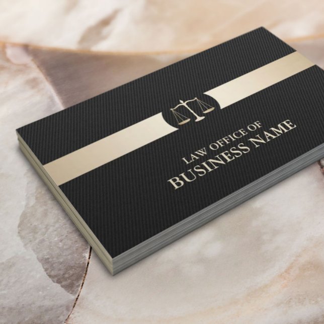 Attorney Carbon Fibre Gold Stripe Modern Business Card (Creator Uploaded)