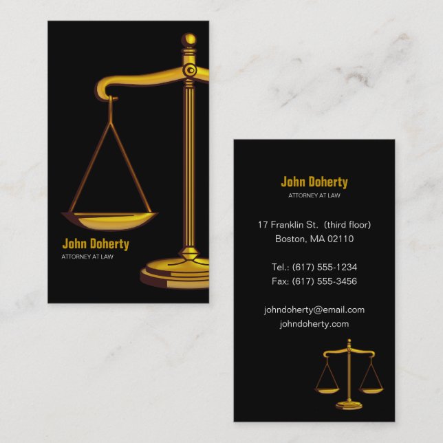 Attorney | Classy Scales of Justice Business Card (Front/Back)