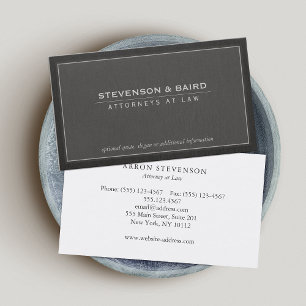 Attorney Dark Grey Linen Look Business Card
