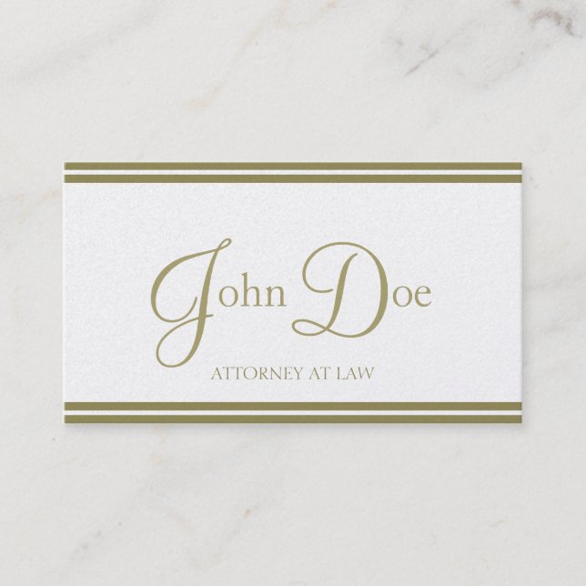 Attorney Elegant Script/Stripes Golden Business Card (Front)