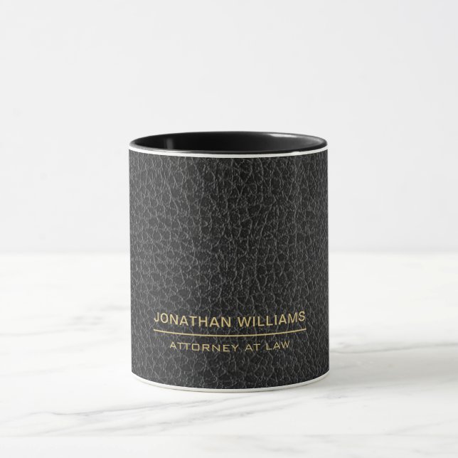 Attorney Faux Leather Custom Name Black  Mug (Center)