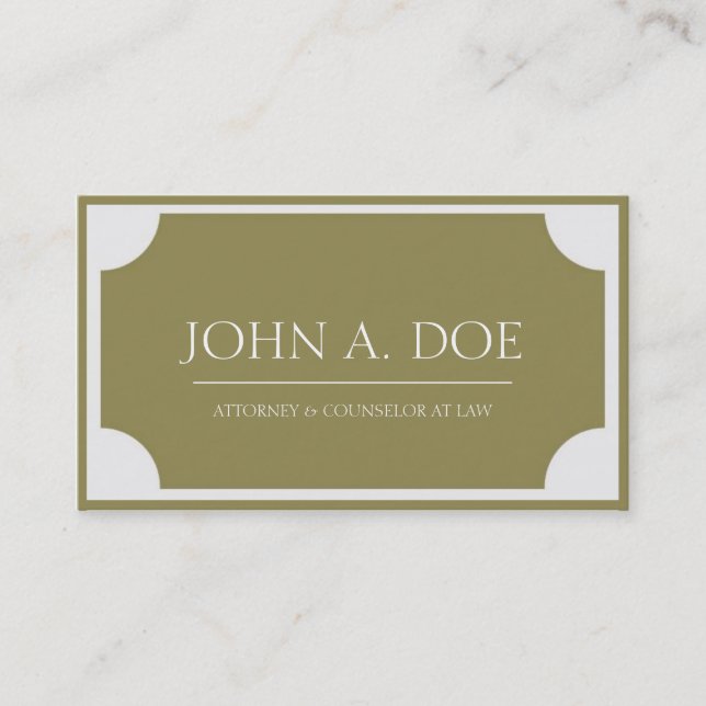 Attorney Gold Plaque/Border White Business Card (Front)