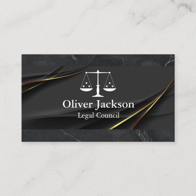 Attorney | Justice Scales | Law Business Card (Front)