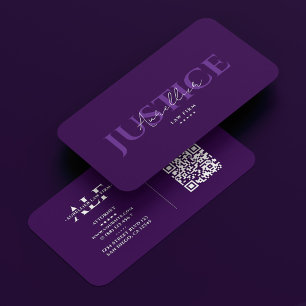 Attorney Law Firm Justice Elegant Purple Modern Business Card
