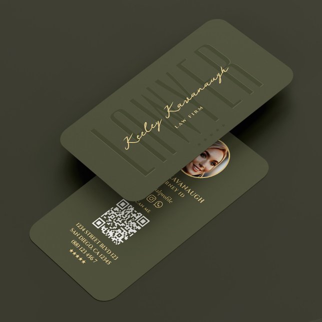 Attorney Law Firm Lawyer Photo Modern Army Green Business Card (Attorney Law Firm Lawyer Photo Modern Army Green Business Card
)