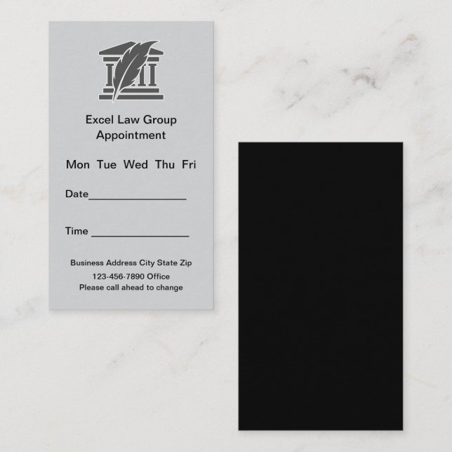 Attorney Law Office Appointment Business Cards (Front/Back)
