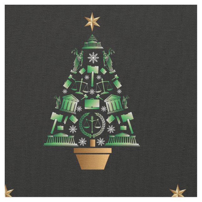 Attorney Lawyer Christmas Tree Fabric (Close Up)