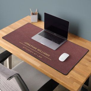 Attorney Lawyer Faux Leather Custom Gold Brown Desk Mat