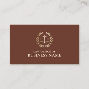 Attorney Lawyer Gold Scale of Justice Brick Red Business Card