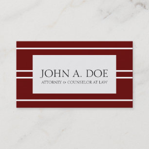 Attorney Lawyer Law Firm Dark Cherry White Stripes Business Card