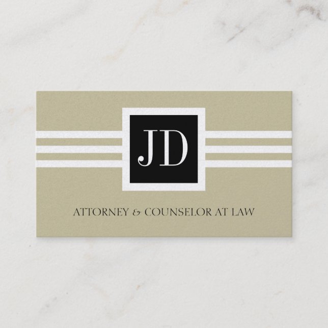 Attorney Lawyer Law Firm Monogram Tan Gold Paper Business Card (Front)