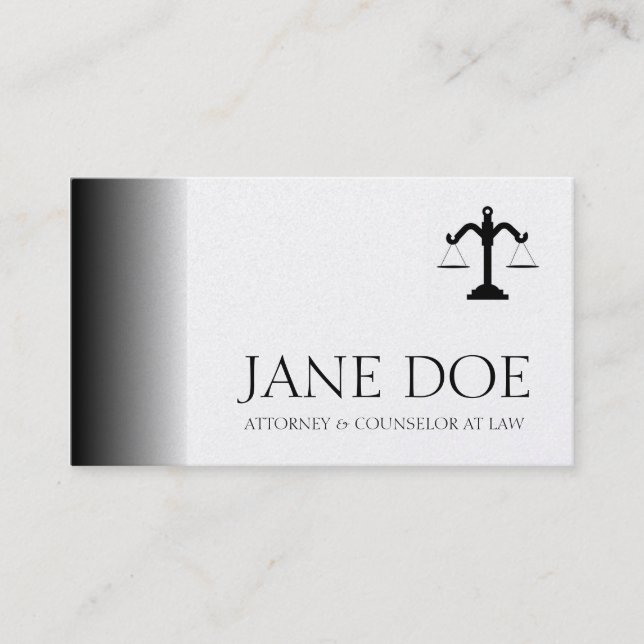Attorney Lawyer Law Firm Office Scale Fade Platnum Business Card (Front)