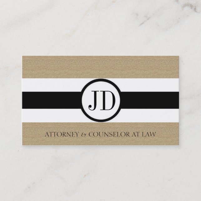 Attorney Lawyer Law Firm Ribbon Round Tan Marble Business Card (Front)