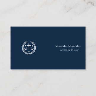 Attorney lawyer Minimalist Stylish Navy Blue B Business Card