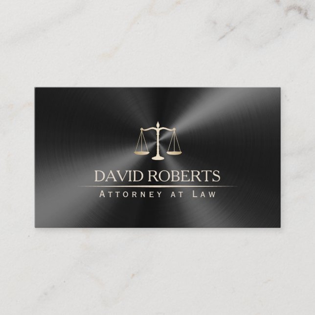 Attorney Lawyer Modern Black & Gold Metallic Business Card (Front)