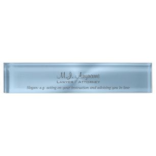 Attorney Luxury ice blue chrome effect with slogan Nameplate