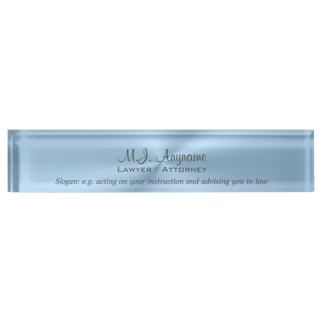 Attorney Luxury ice blue chrome effect with slogan Nameplate (Front)