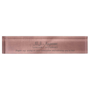 Attorney Luxury pink leather effect with slogan Nameplate