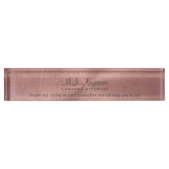 Attorney Luxury pink leather effect with slogan Nameplate (Front)