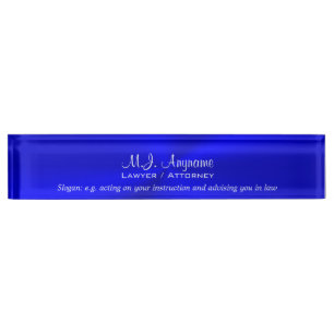 Attorney Luxury royal blue chrome-look with slogan Nameplate