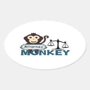 Attorney Monkey Oval Sticker