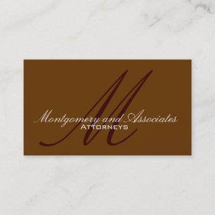 Attorney Monogram Brown Customisable Business Card