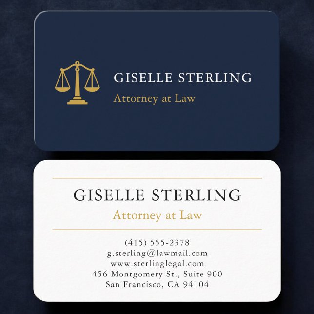 Attorney Navy Blue Gold Business Card (Creator Uploaded)