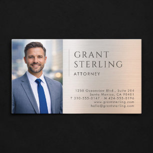 Attorney Photo Metallic Business Card