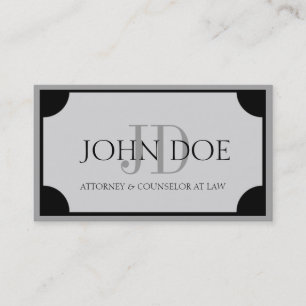 Attorney Platinum Monogram/Border Business Card