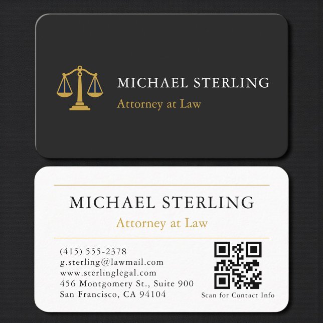 Attorney QR Code Scales of Justice Professional Business Card (Creator Uploaded)