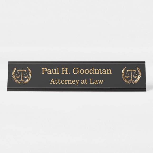 Attorney Scales of Justice Desk Name Plate (Front)