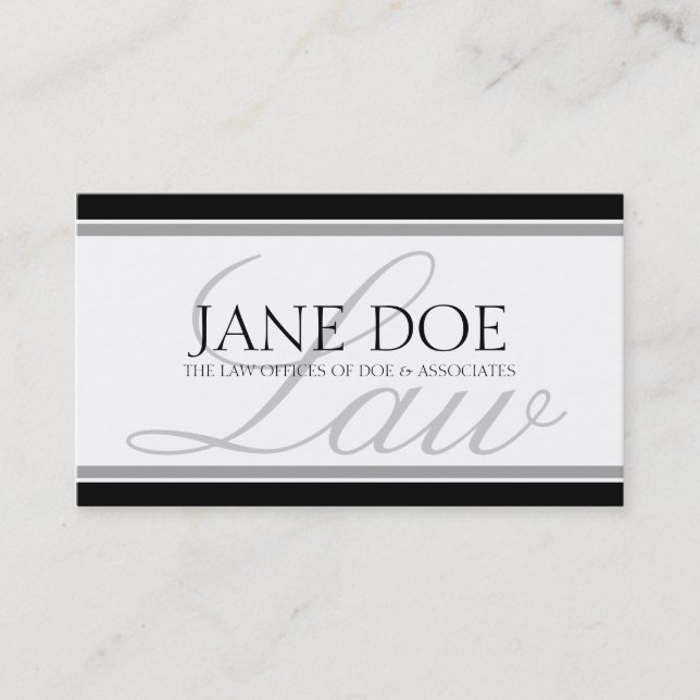 Attorney Silver LAW Script Business Card (Front)