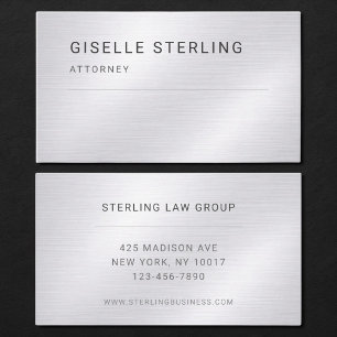 Attorney Silver Metallic Professional Business Card