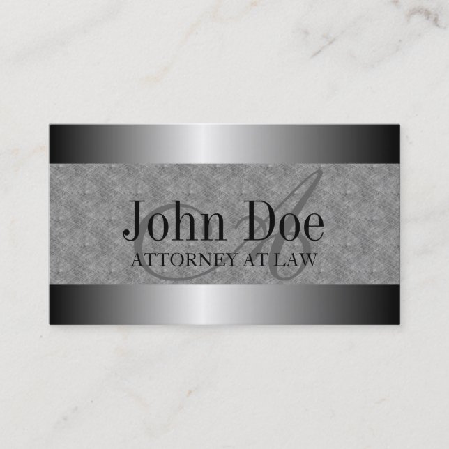Attorney Texture Marble Silver Metal Metallic Business Card (Front)