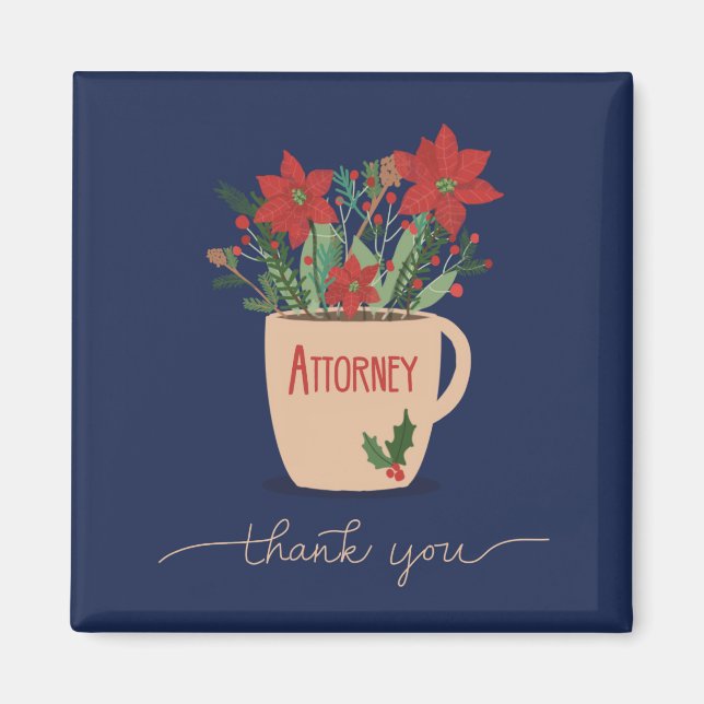 Attorney Thank You at Christmas Poinsettias Magnet (Front)