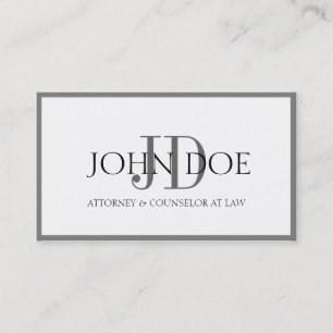 Attorney White/Graphite Monogram/Border Business Card