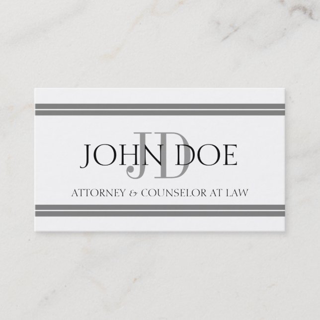 Attorney White Silver Stripes Business Card (Front)