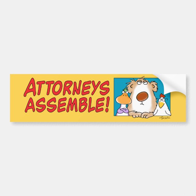 ATTORNEYS ASSEMBLE! Sandra Boynton Bumper Sticker (Front)