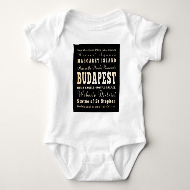 Attractions and Famous Places of Budapest, Hungary Baby Bodysuit (Front)