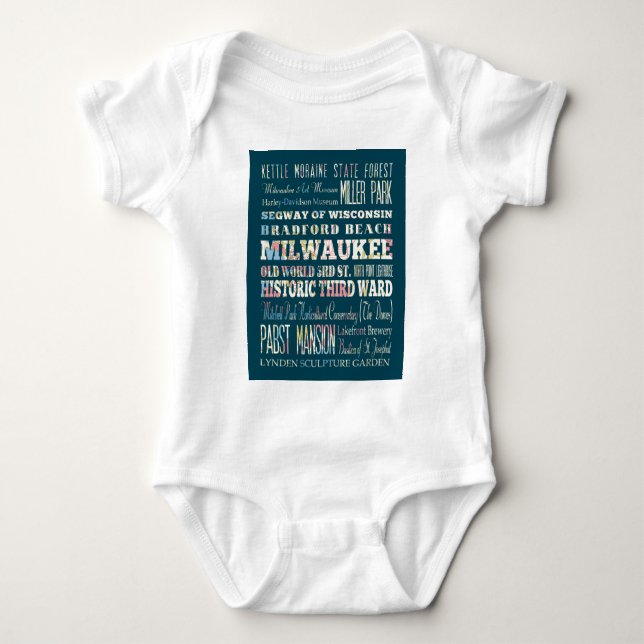 Attractions and Famous Places of Milwaukee Baby Bodysuit (Front)